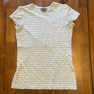 Vince fitted tee gray and white stripe size small